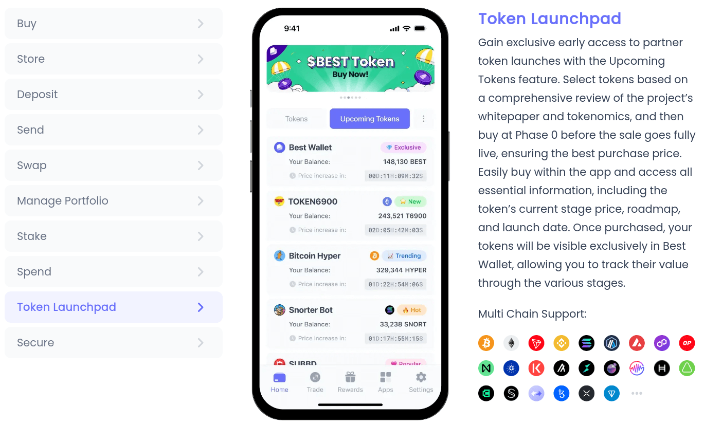Best Wallet’s token launchpad feature.