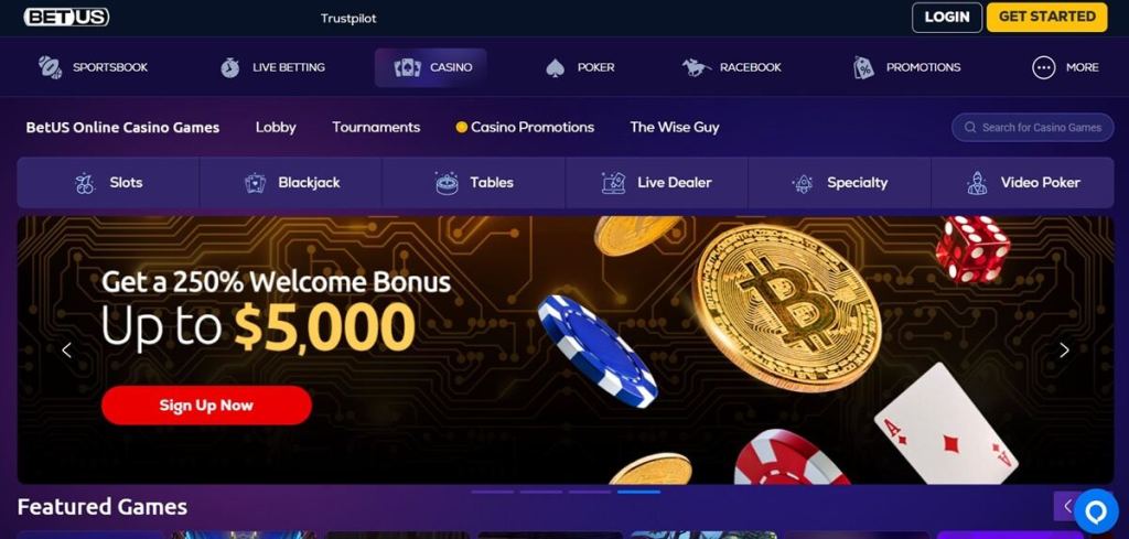 BetUS Casino great game choices including Book Of Dead Slot Game