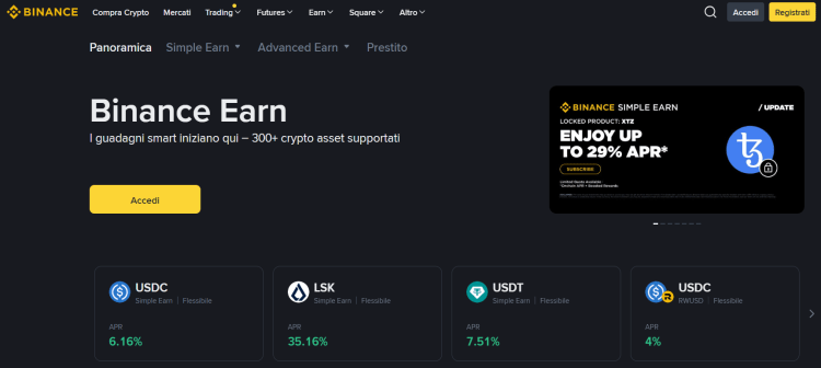 Binance recensione - earn