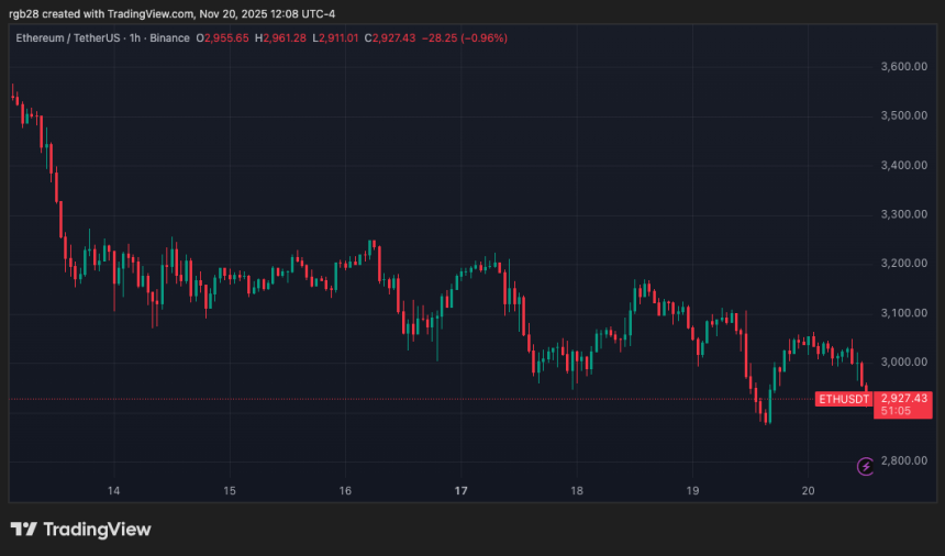 BitMine’s Unrealized Losses Hit $3.7B As Ethereum (ETH) Price Struggles Below $3,000