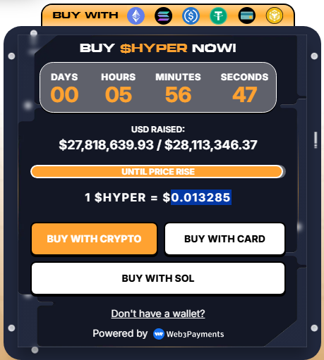 $HYPER’s presale numbers.
