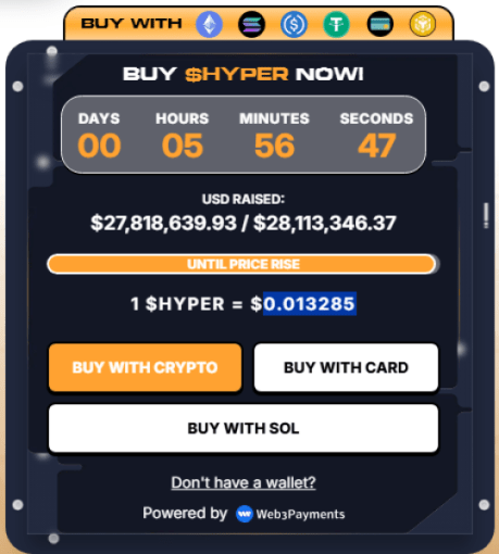 $HYPER’s presale numbers.