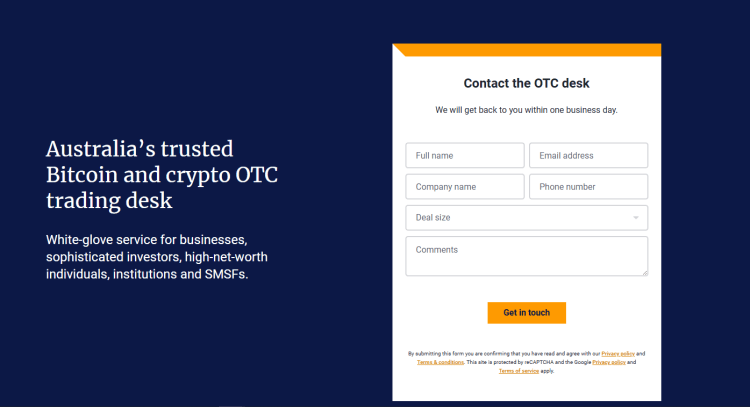 Independent Reserve’s OTC desk contact form