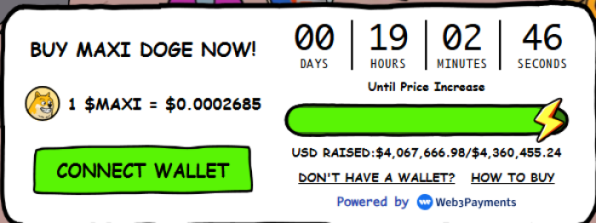 Maxi Doge’s presale numbers.