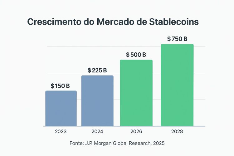 O mercado de Stablecoins continua crescendo em ritmo acelerado