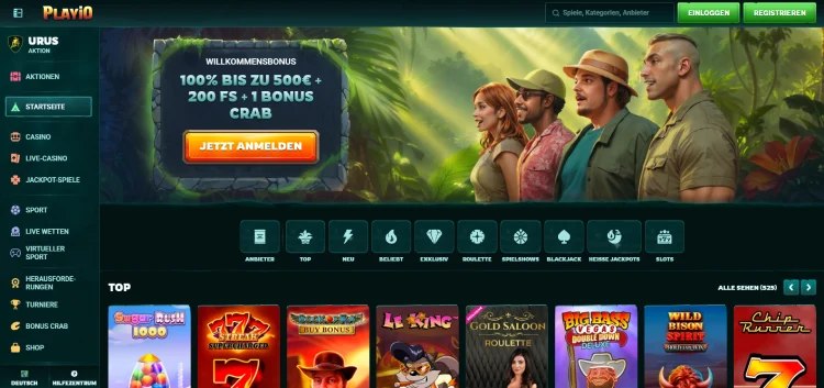 Playio casino Homepage