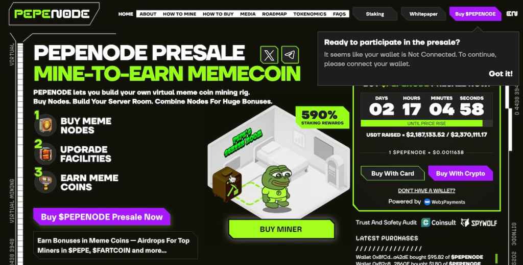 PepeNode ($PEPENODE) – Primul meme coin „Mine-to-Earn”