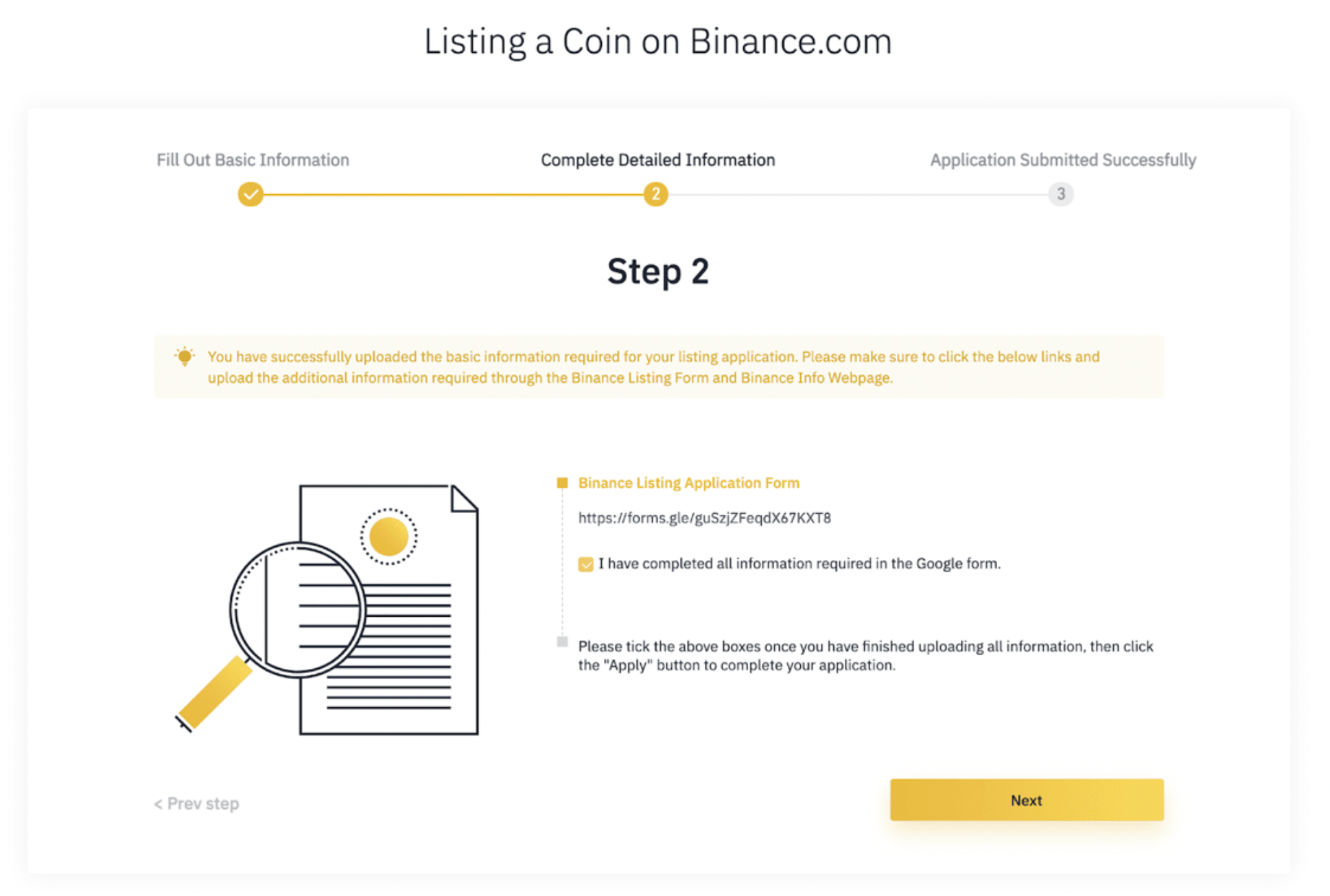 Listing na Binance