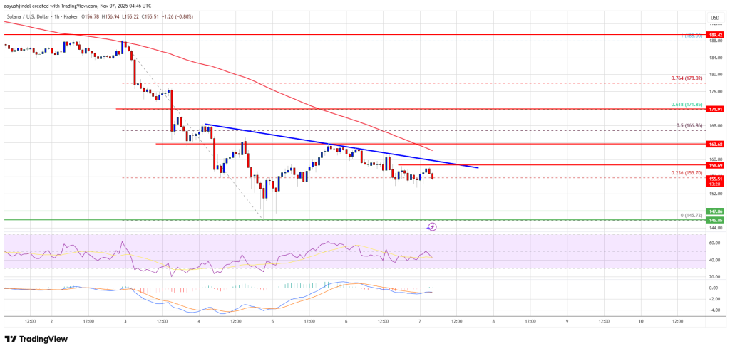 Solana (SOL) Struggles to Rebound, $165 Level Proves Tough to Crack