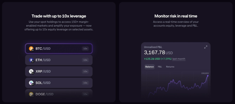 Trade up to 10x leverage on Kraken and monitor risks in real time.