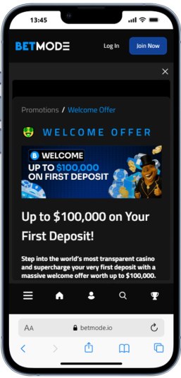 Welcome offer Betmode