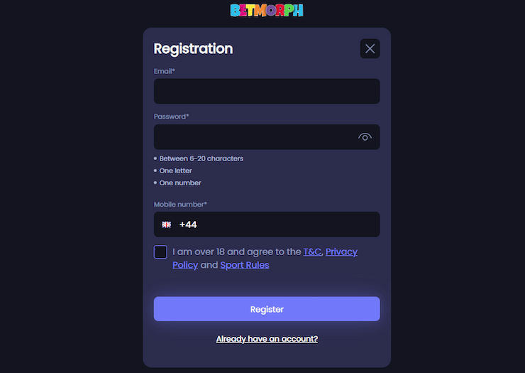 An image of the registration page you'll see when clicking the JOIN NOW button.