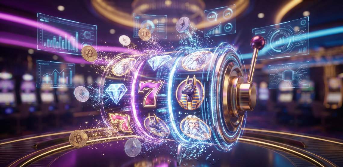 Banner displaying a crypto slot machine