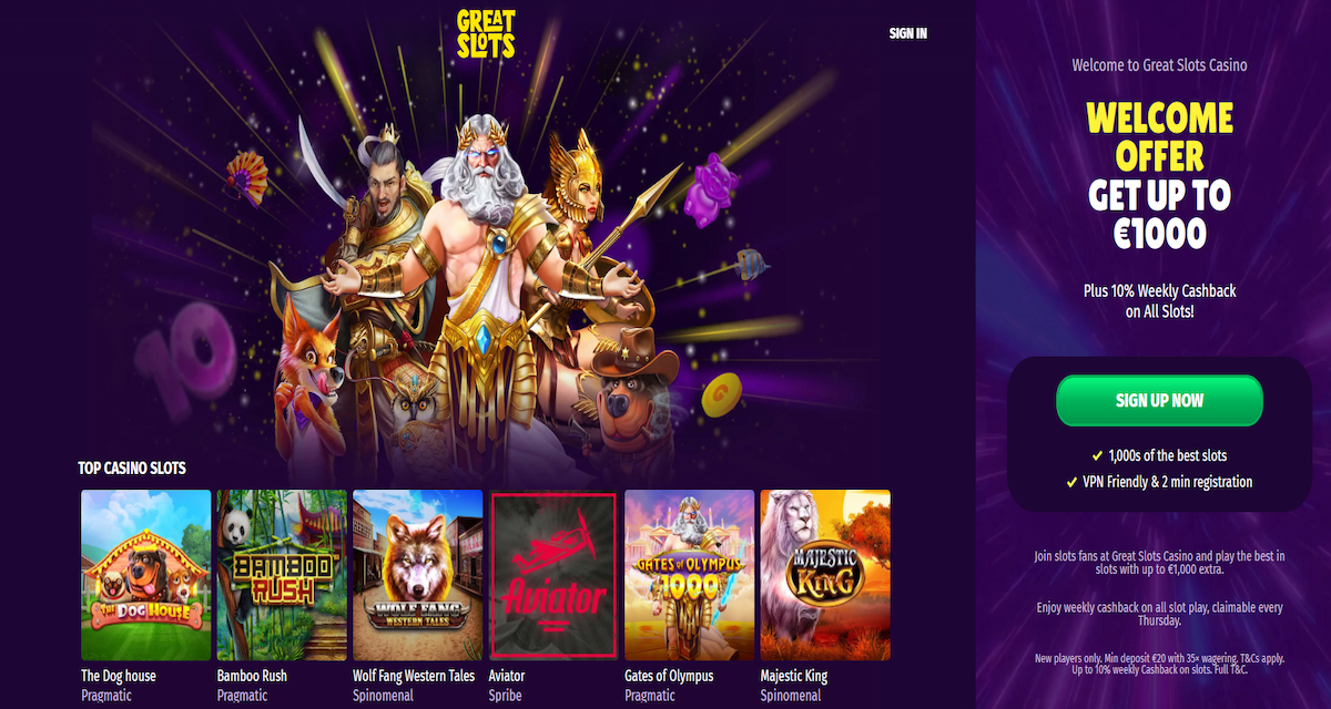 great-slots-casino-uk-short-review Great Slots - True to its name, it boasts an enormous library of slot games from top-tier and niche providers.
