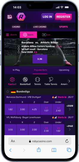 roby casino sports betting page