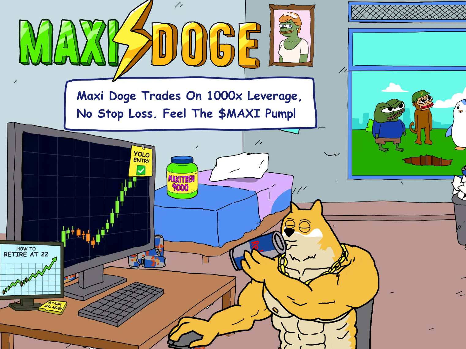 Maxi Doge landing page showing the ethos.
