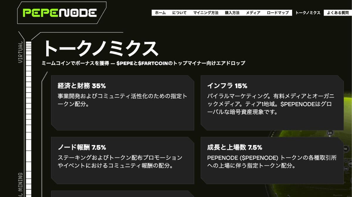 PepeNode公式サイトのトークノミクス
