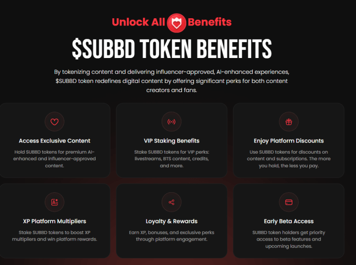 SUBBD token benefits and staking rewards.
