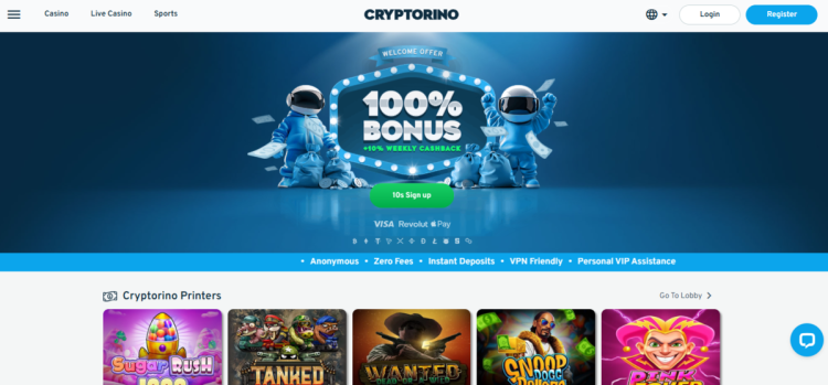 Cryptorino: modernus kripto kazino su  Web3 integracija