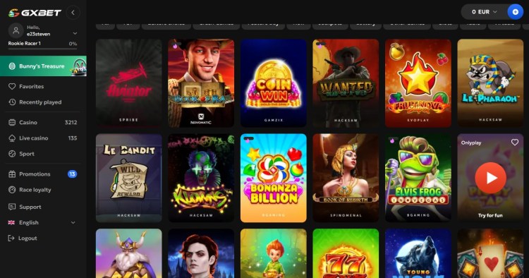 GxBet homepage - Beste goksite voor hoge cashback