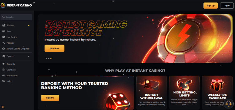 2. Instant Casino – efektyvumas ir įvairialypė žaidimų erdvė