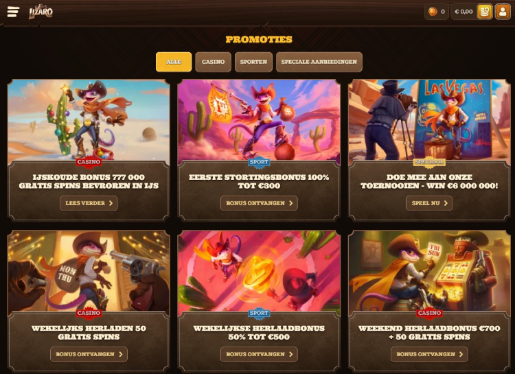 Lizaro Bonussen, ontvang de beste bonussen bij deze Engelse goksite