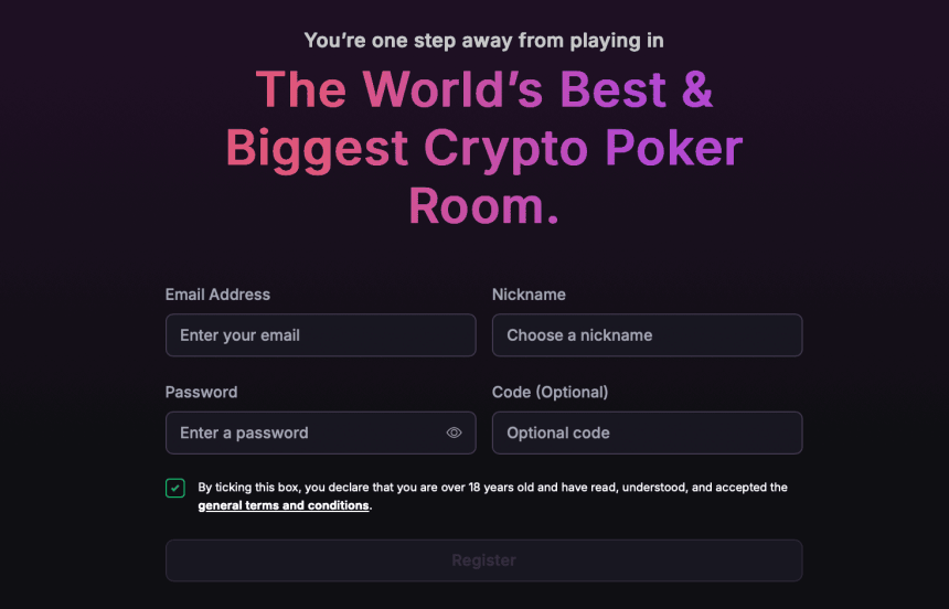 Registrace na platformy CoinPoker