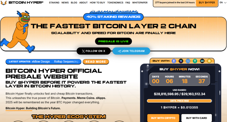 Cifras de preventa y mecánica de staking de Bitcoin Hyper