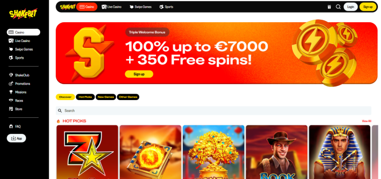 Shakebet: Beste goksite zonder Cruks voor gevarieerde bonussen en breed aanbod