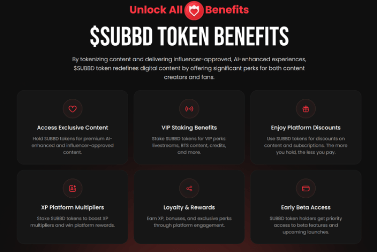 SUBBD Token benefits explained. 