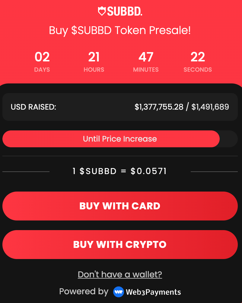 SUBBD's Presale Price