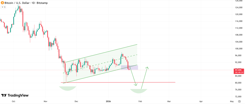 Bitcoin To $80,000? Analyst Warns Of Potential Free Fall As BTC Erases 2026 Gains