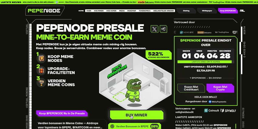 PepeNode (PEPENODE) als nieuwe crypto in vroege fase