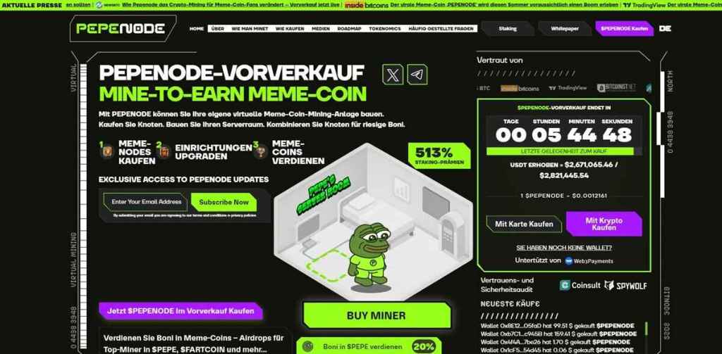 Pepenode (PEPENODE) presale, launch vandaag 1500, laatste kans op presale prijs