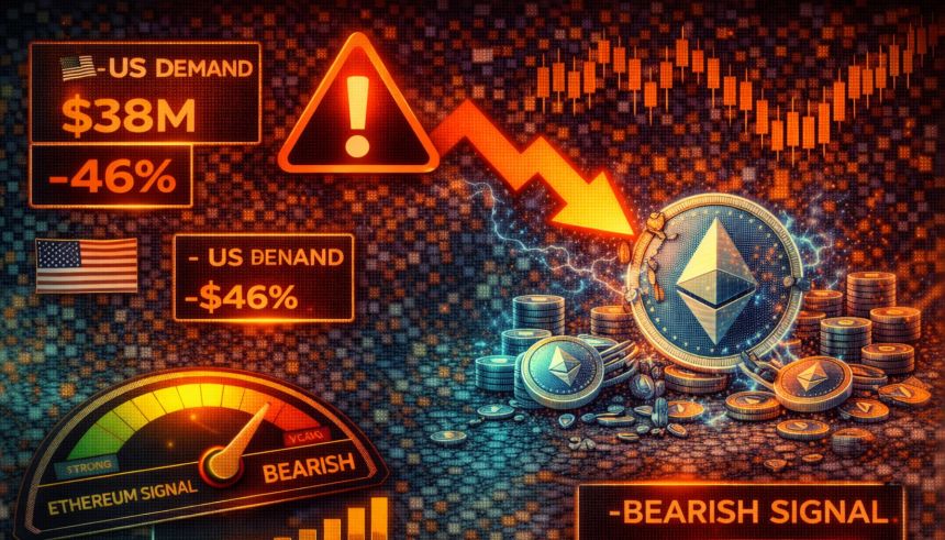 Bearish Signal Emerges For Ethereum As US Spot Demand Fades