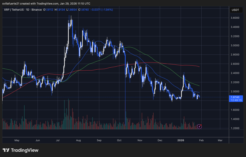 XRP pone a prueba el nivel de demanda | Fuente: gráfico XRPUSDT en TradingView