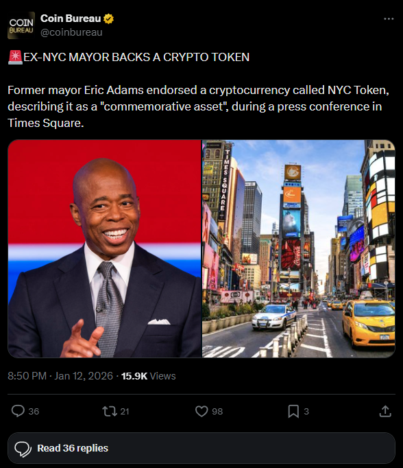 NYC Token meme coin: waarom een ex-burgemeester meedoet