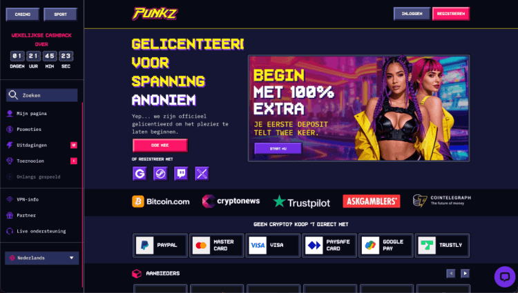 Punkz - Beste crypto casino voor wekelijkse gratis spins