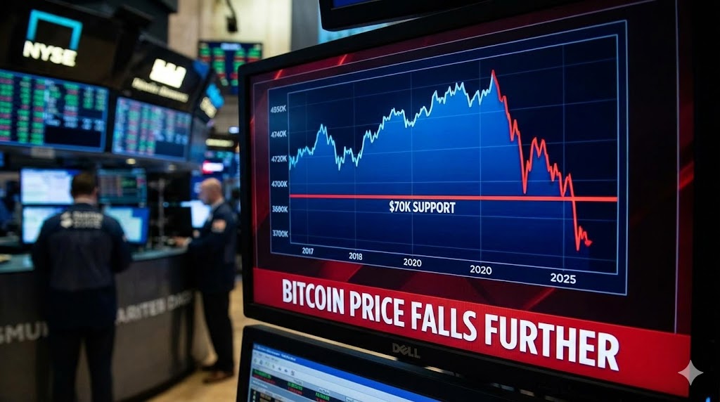 Bitcoin Price Falls Further, Raising Stakes At The $70K Support