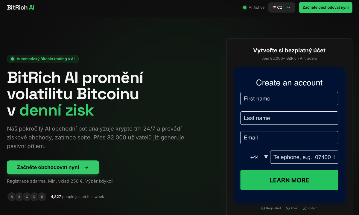 Domovská stránka BitRich AI