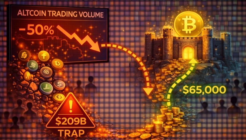 The Altcoin Exodus: Trading Volumes Halve As Capital Flees To Bitcoin $65,000 Fortress
