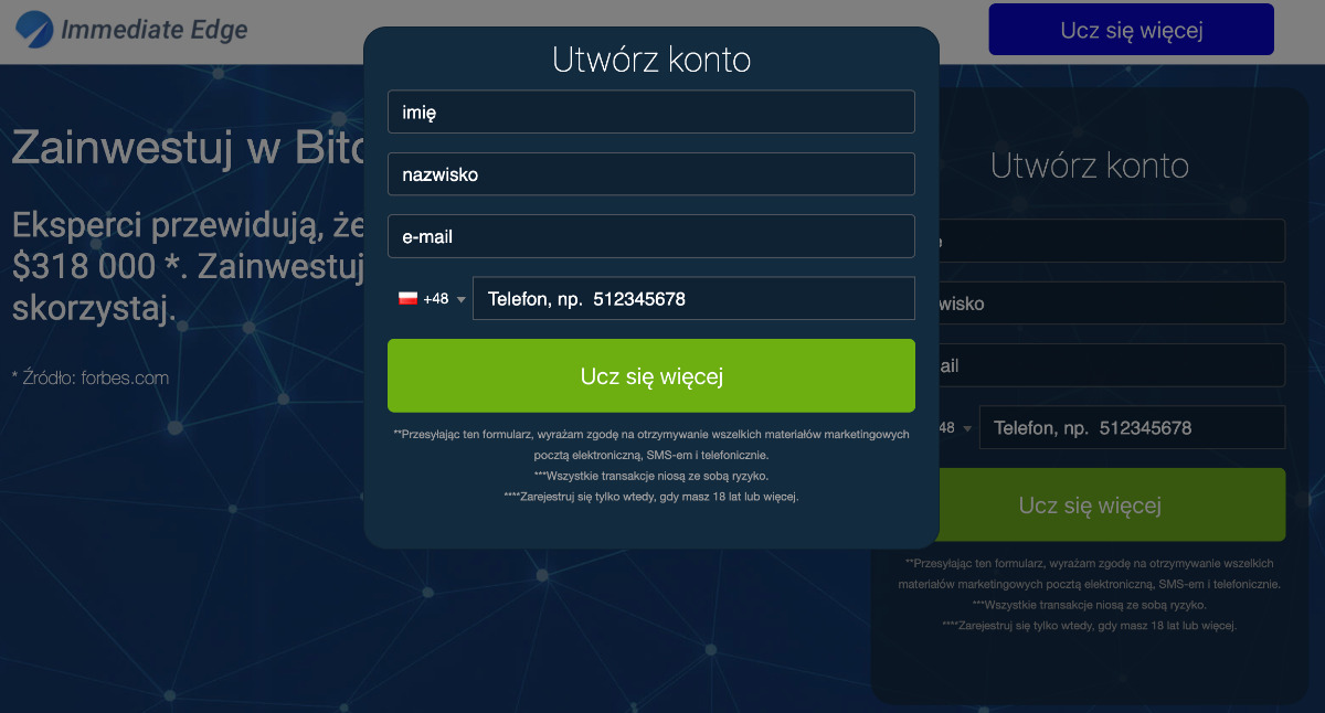 Zarejestruj się w Immediate Edge