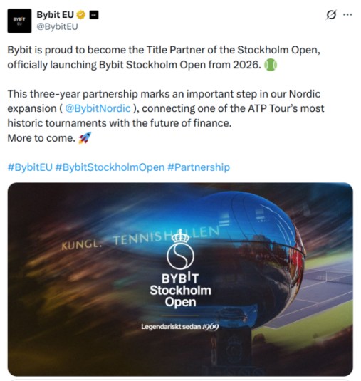Bybit X announcement of partnership with the Stockholm Open. 