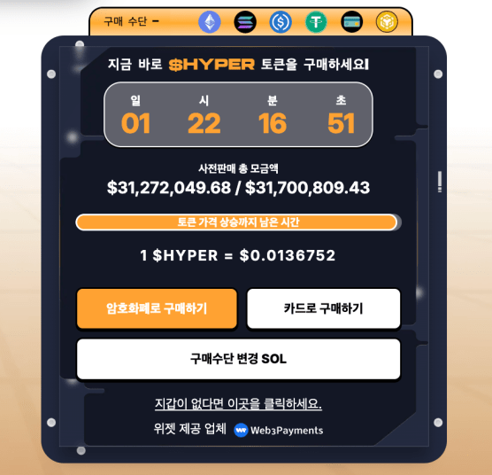 비트코인 하이퍼 모금액