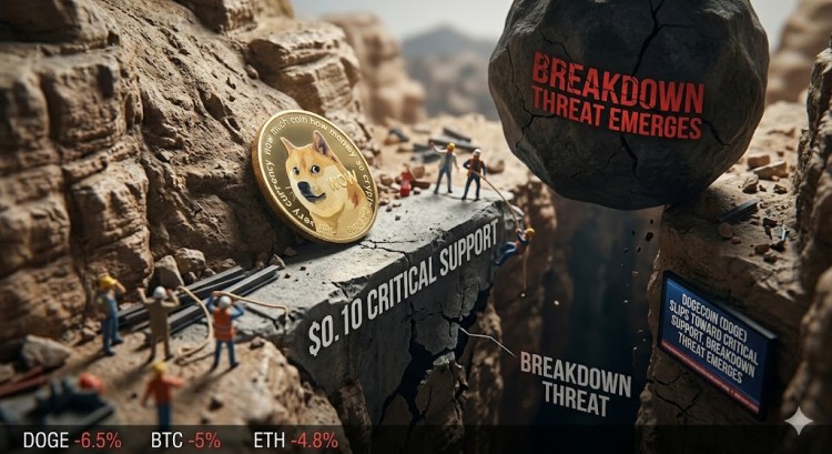 Dogecoin (DOGE) Slips Toward Critical Support