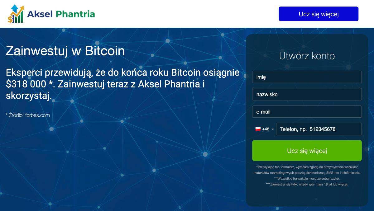 Strona główna platformy Aksel Phantria