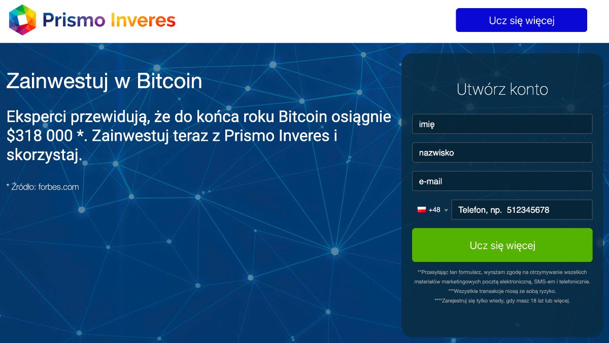 Strona główna platformy Prismo Inveres