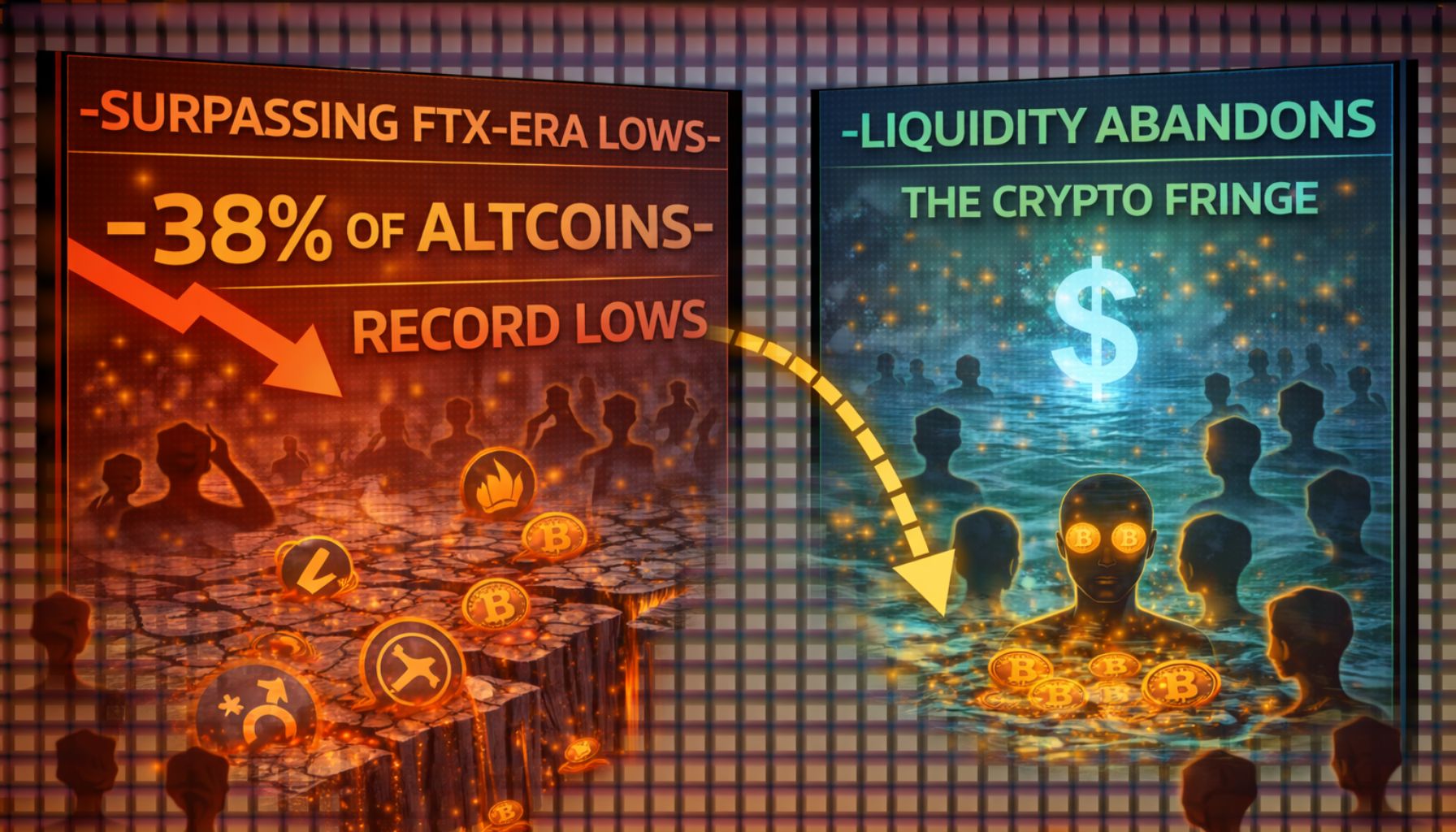 Surpassing FTX-Era Lows: 38% Of Altcoins Hit Record Lows As Liquidity Abandons The Crypto Fringe