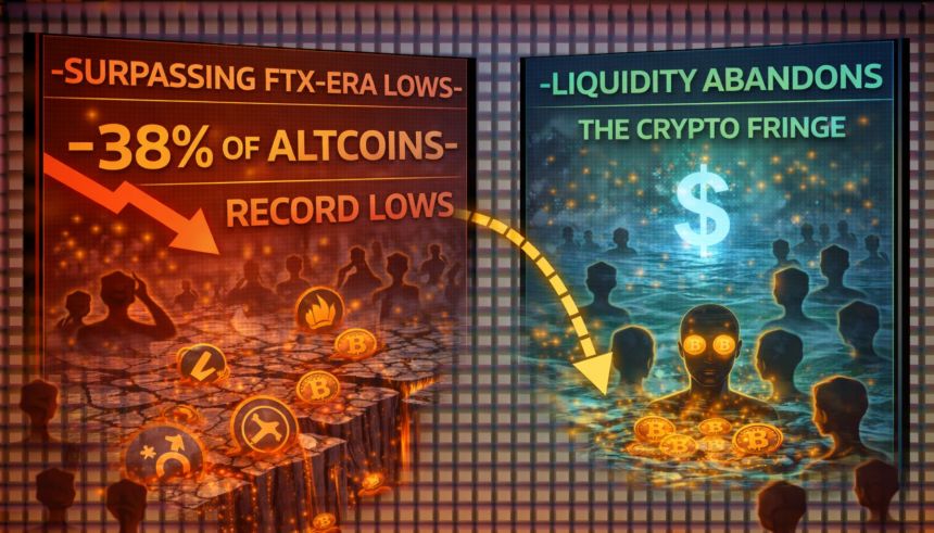 Surpassing FTX-Era Lows: 38% Of Altcoins Hit Record Lows As Liquidity Abandons The Crypto Fringe