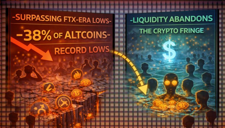Surpassing FTX-Era Lows: 38% Of Altcoins Hit Record Lows As Liquidity Abandons The Crypto Fringe